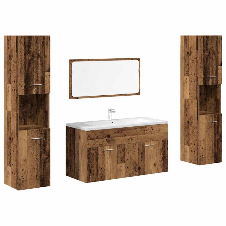 Set mobilier de baie, 4 piese, lemn vechi, lemn prelucrat - 1 | YEO