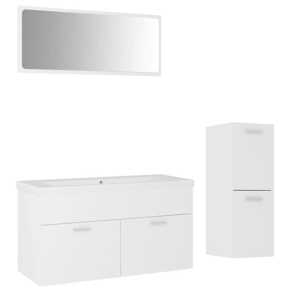 Set mobilier de baie, alb, lemn prelucrat - 1 | YEO