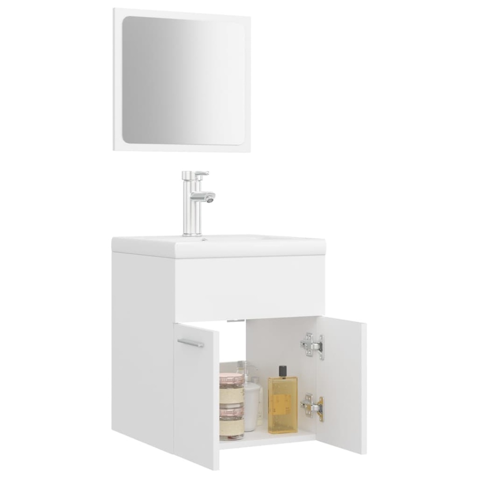Set mobilier de baie, alb, lemn prelucrat - 3 | YEO