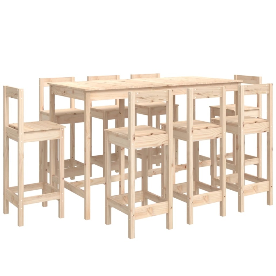 Set mobilier de bar, 9 piese, lemn masiv de pin - 1 | YEO
