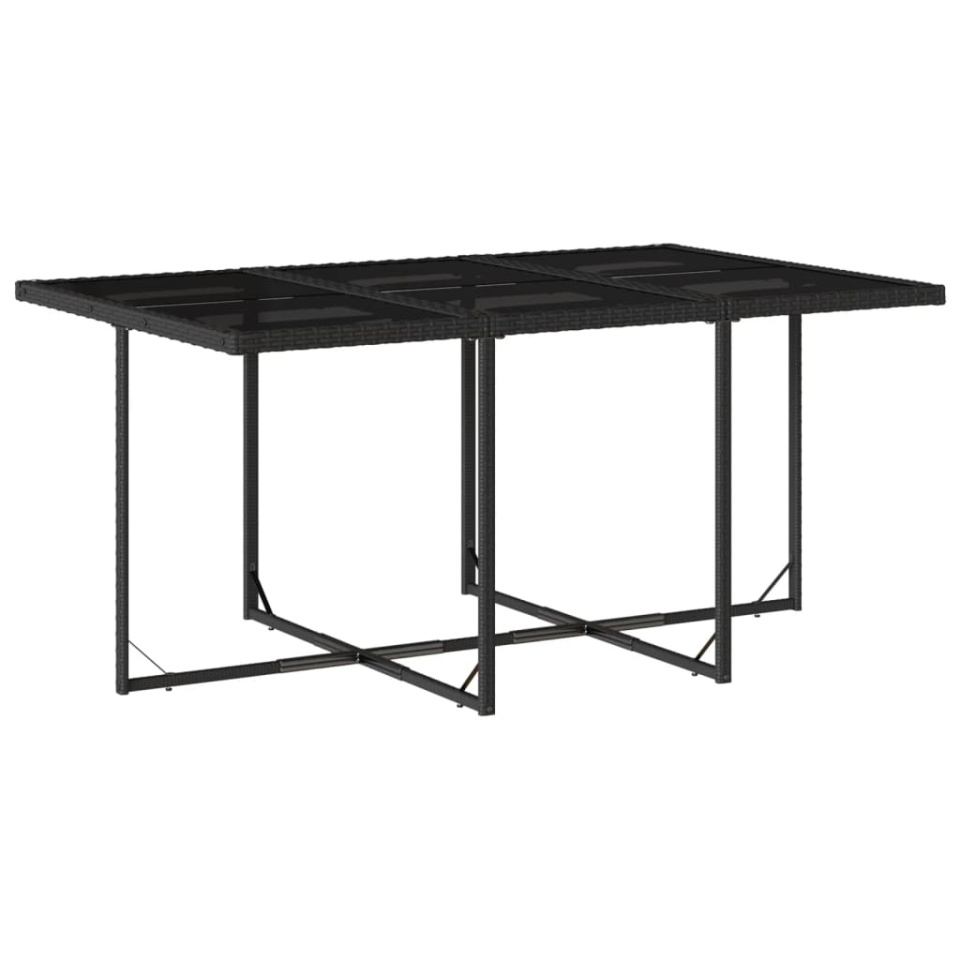 Set mobilier de exterior cu perne, 11 piese, negru, poliratan - 3 | YEO