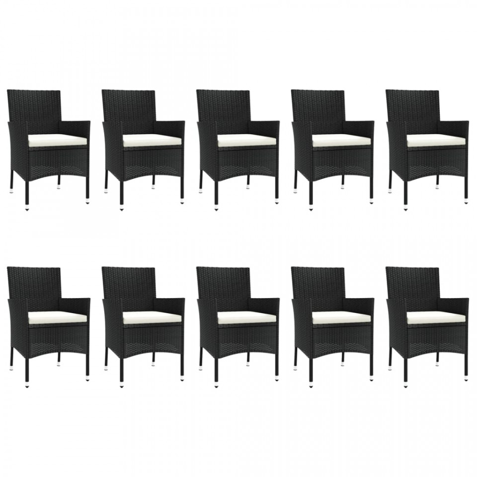 Set mobilier de exterior cu perne, 11 piese, negru, poliratan - 2 | YEO