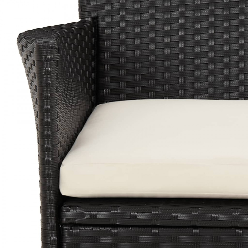 Set mobilier de exterior cu perne, 11 piese, negru, poliratan - 3 | YEO
