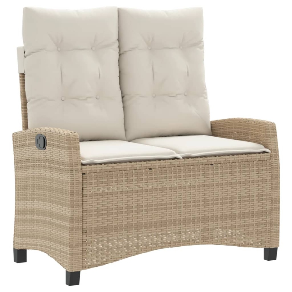 Set mobilier de grădină, 2 piese, cu perne, bej, poliratan - 2 | YEO