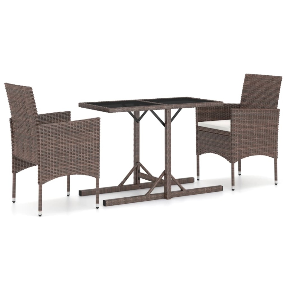 Set mobilier de grădină, 3 piese, maro - 1 | YEO