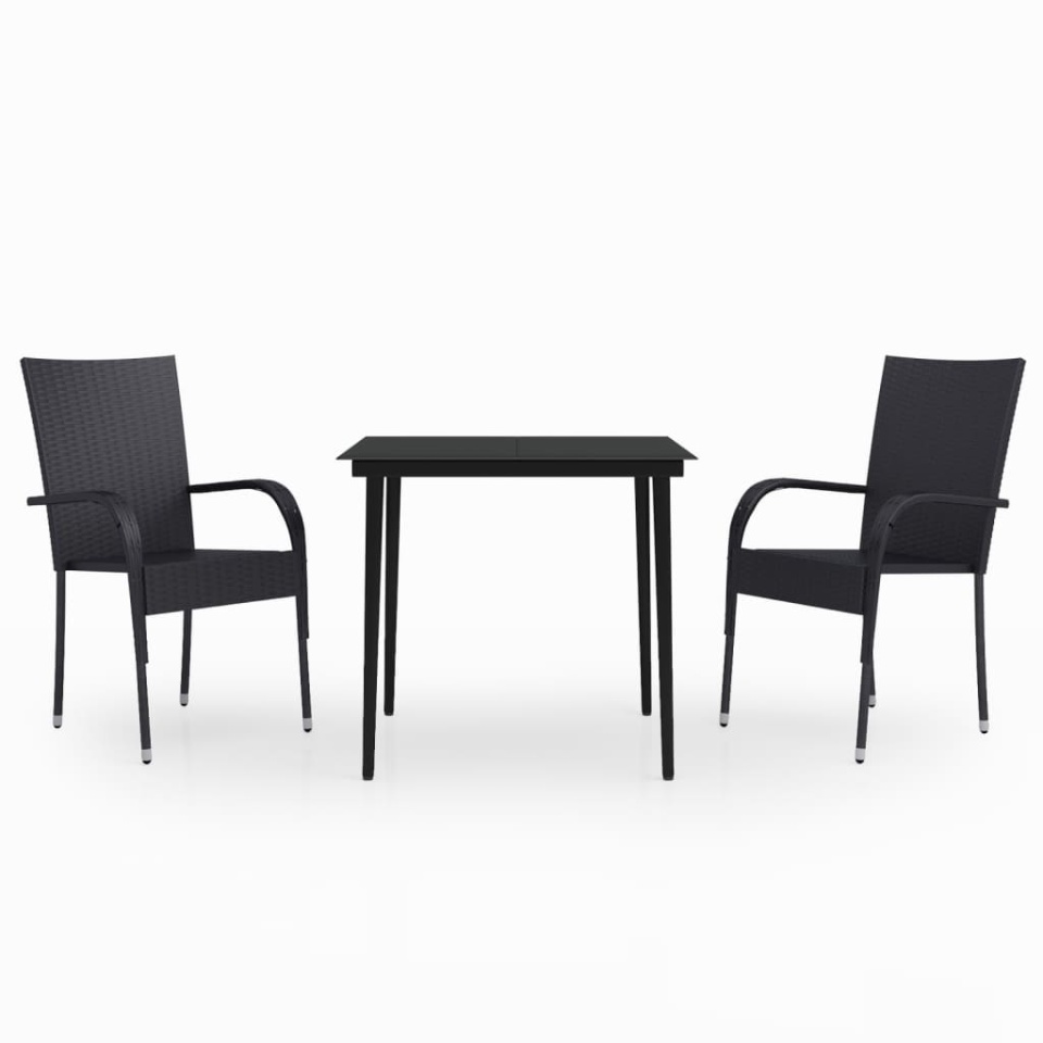 Set mobilier de grădină, 3 piese, negru - 1 | YEO