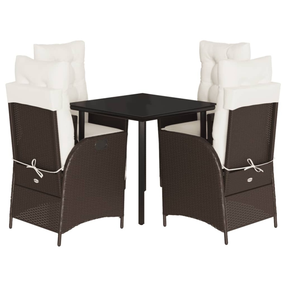 Set mobilier de grădină, 5 piese, cu perne, maro, poliratan - 1 | YEO