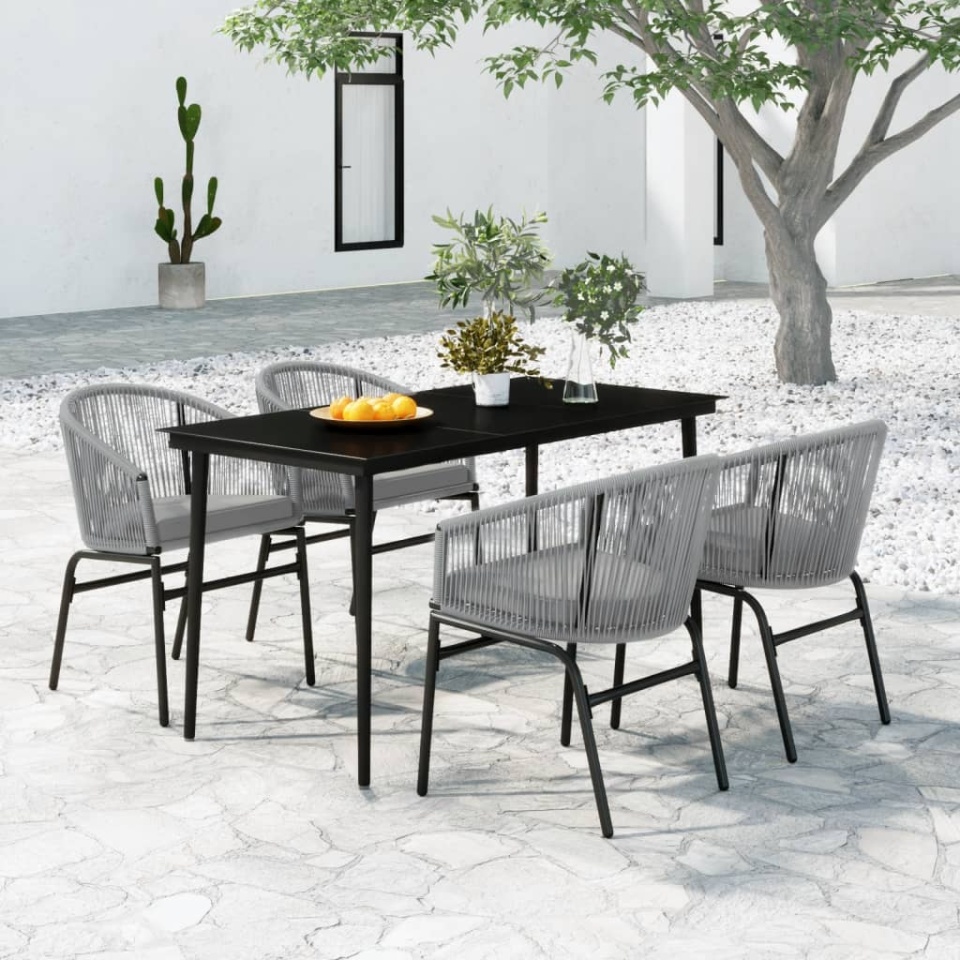 Set mobilier de grădină, 5 piese, gri
