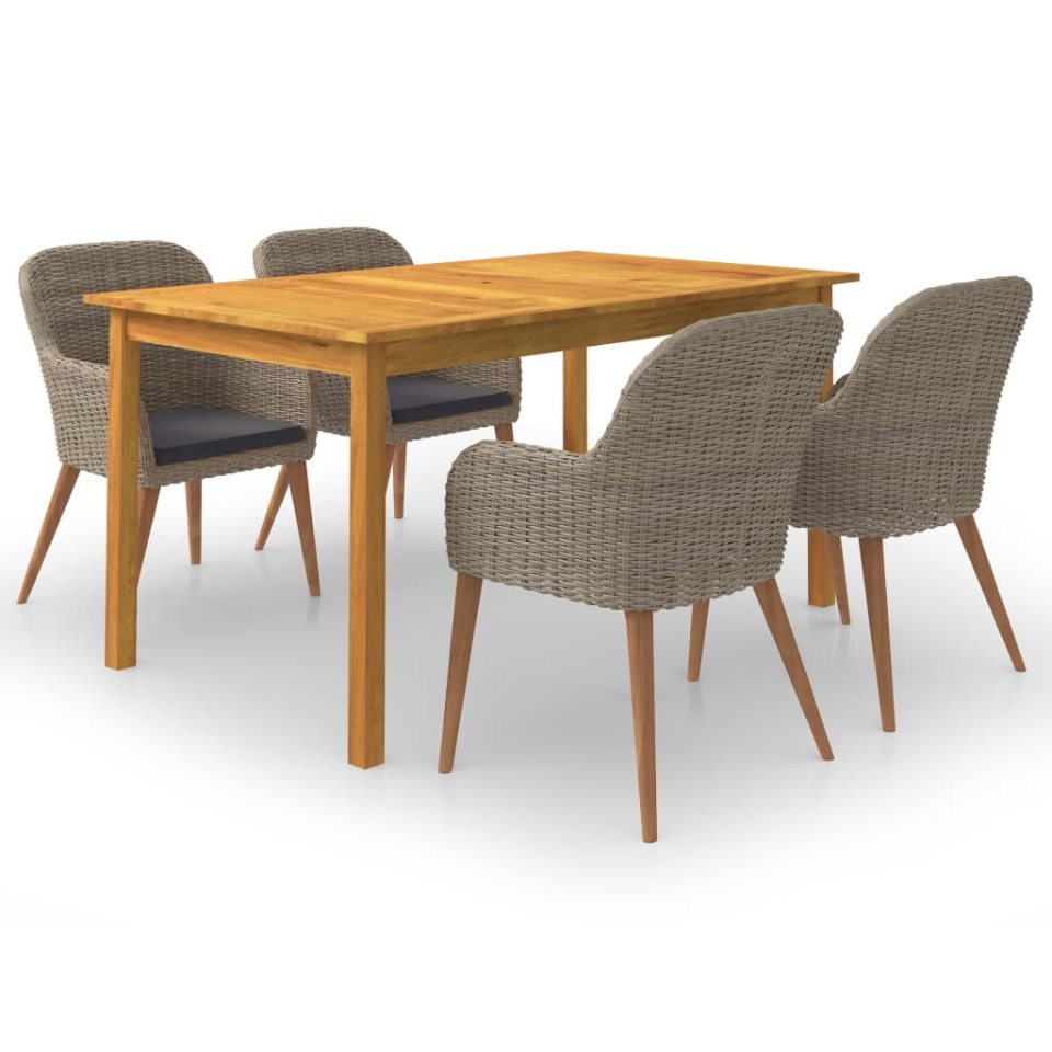 Set mobilier de grădină, 5 piese, maro