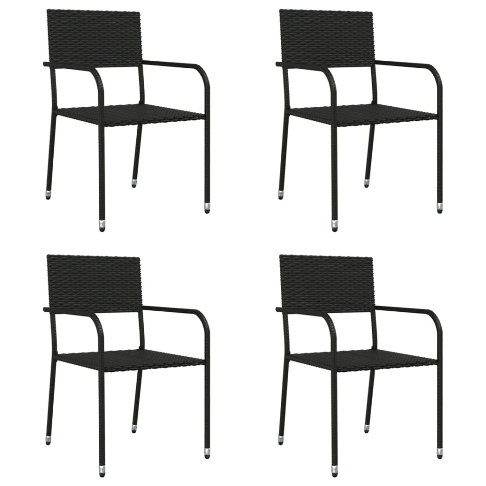 Set mobilier de grădină, 5 piese, negru, poliratan și oțel - 2 | YEO