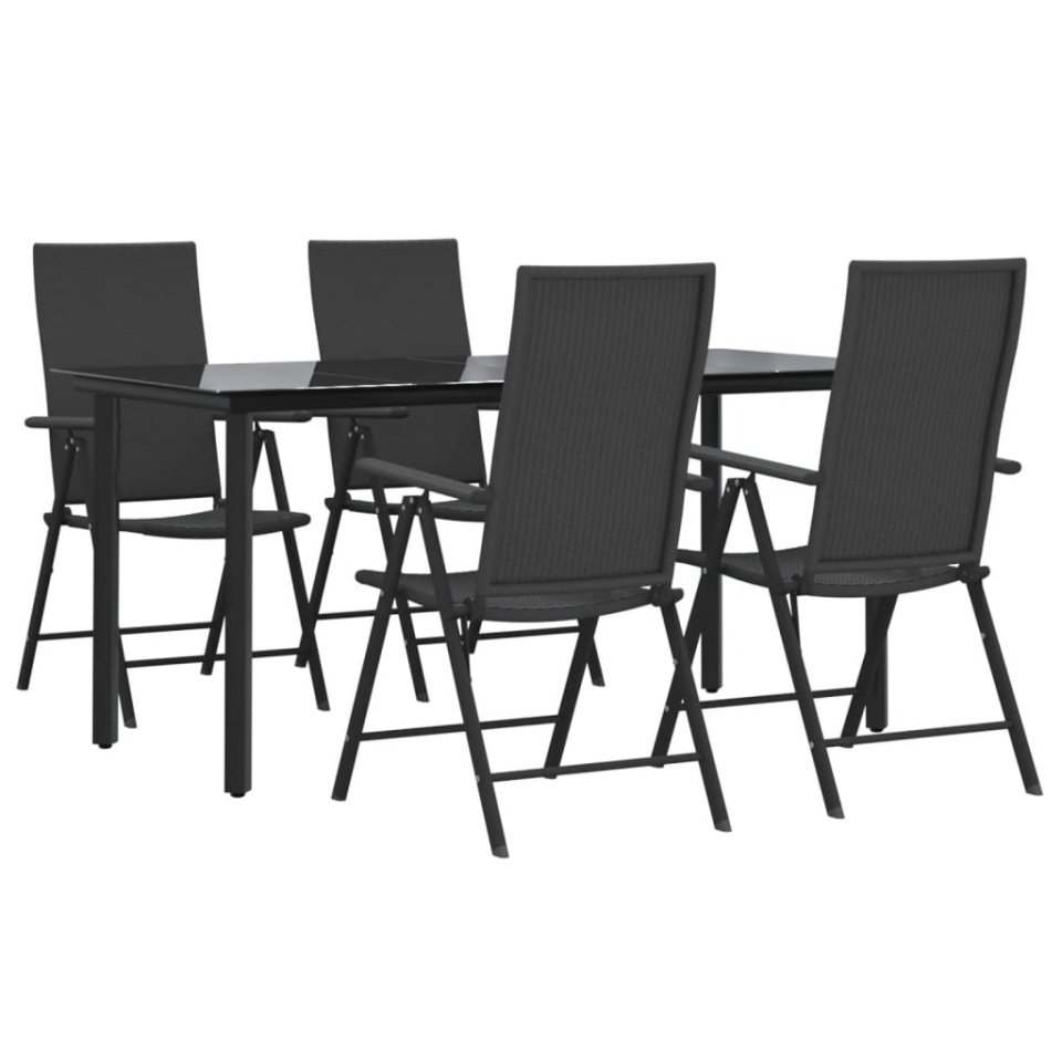 Set mobilier de grădină, 5 piese, negru, poliratan - 2 | YEO