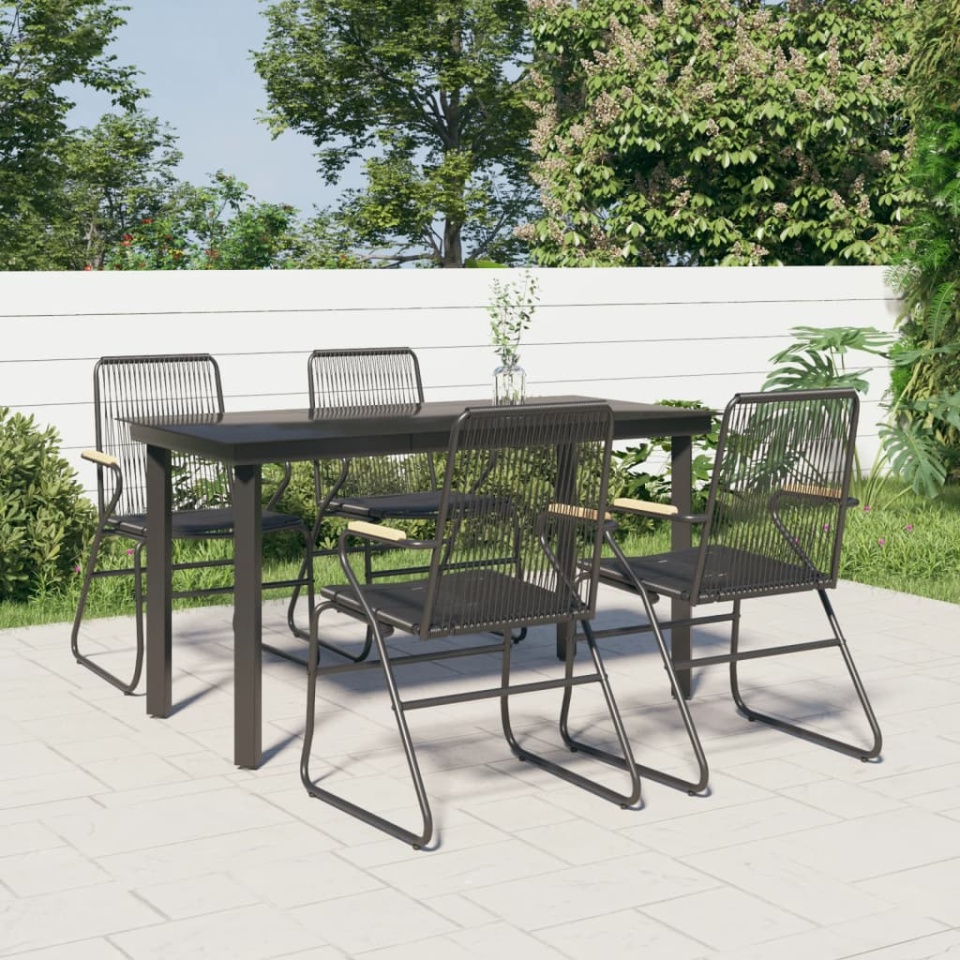 Set mobilier de grădină, 5 piese, negru, ratan PVC
