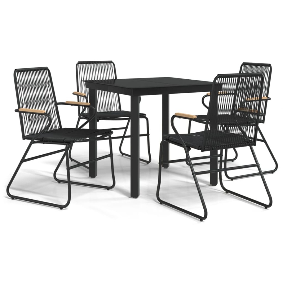 Set mobilier de grădină, 5 piese, negru, ratan PVC - 1 | YEO