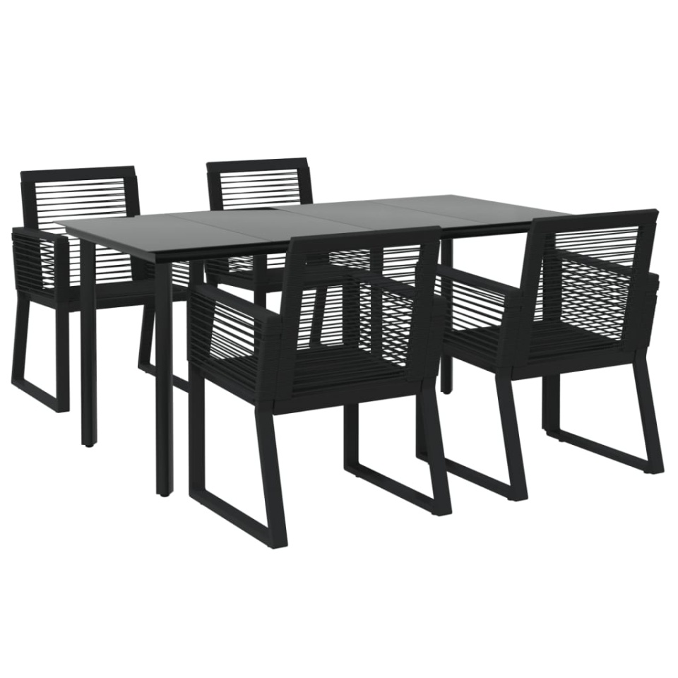 Set mobilier de grădină, 5 piese, negru, ratan PVC - 2 | YEO