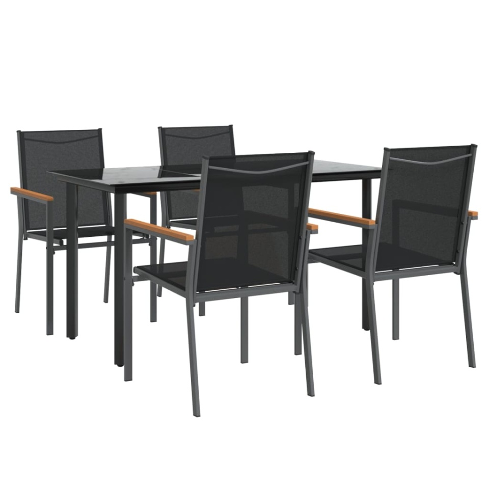 Set mobilier de grădină, 5 piese, negru, textilenă și oțel - 2 | YEO
