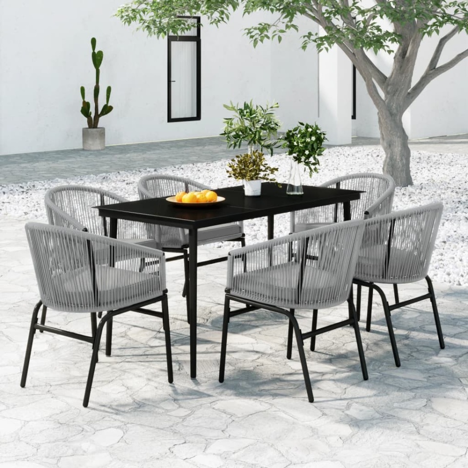 Set mobilier de grădină, 7 piese, gri