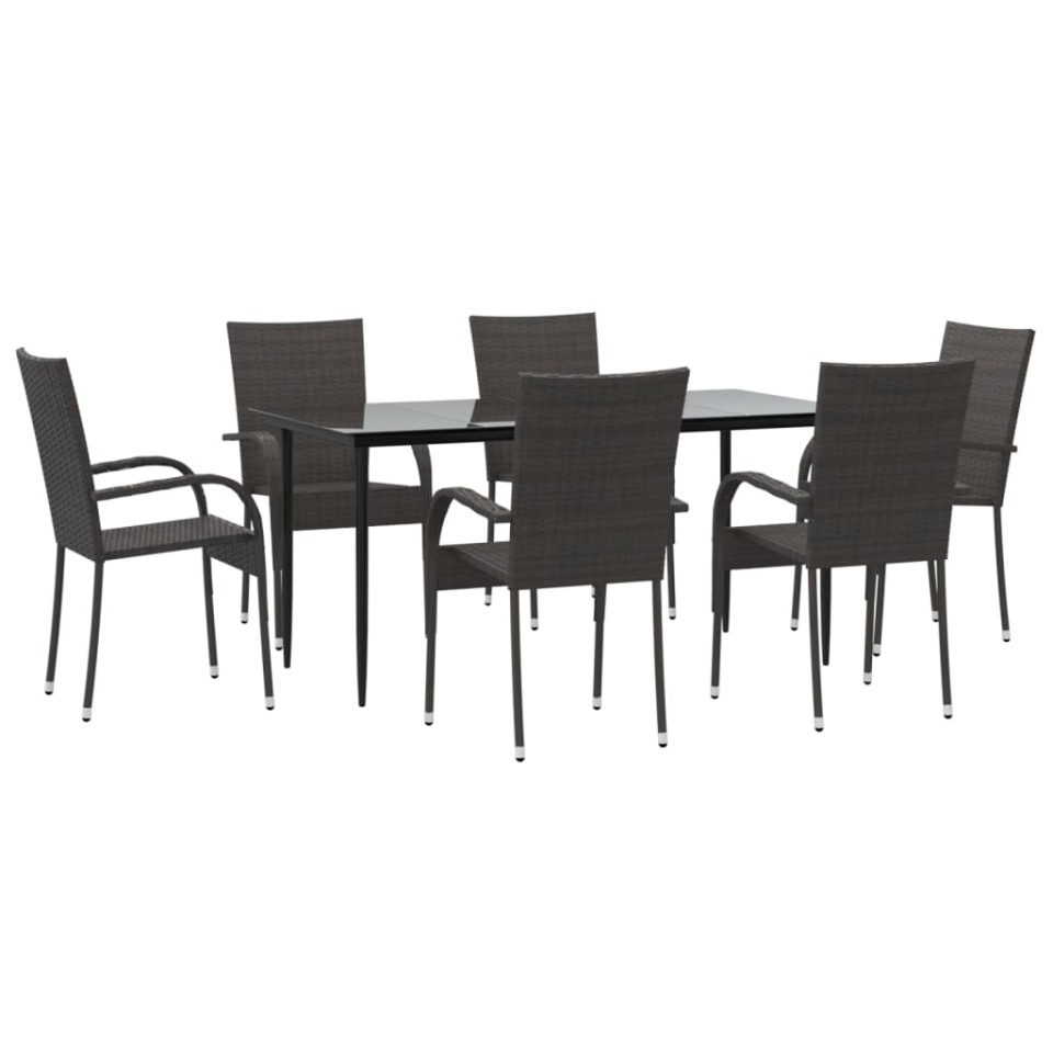 Set mobilier de grădină, 7 piese, maro, poliratan - 2 | YEO