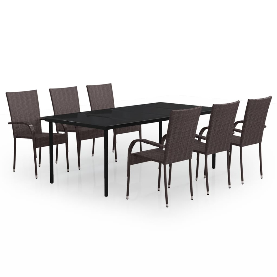 Set mobilier de grădină, 7 piese, maro și negru - 1 | YEO