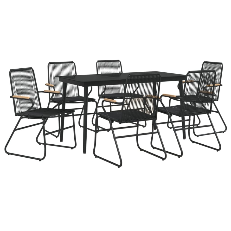 Set mobilier de grădină, 7 piese, negru, ratan PVC - 2 | YEO