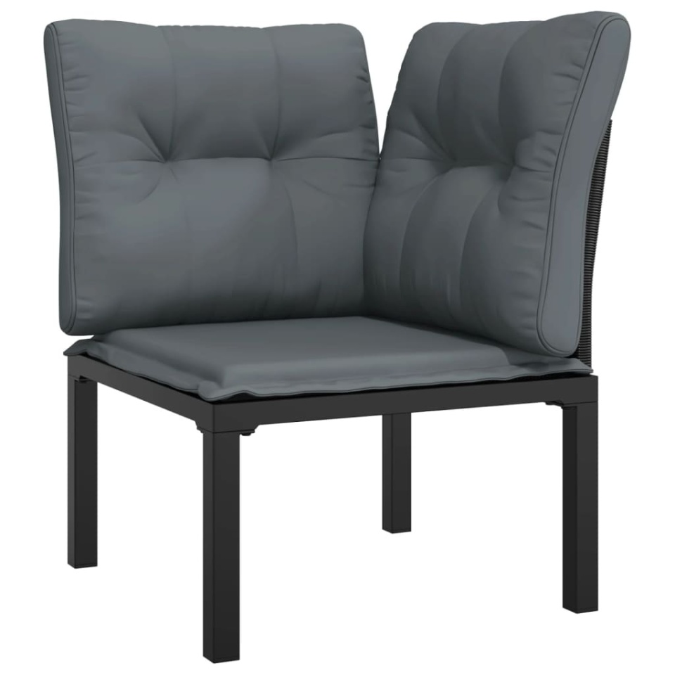 Set mobilier de grădină, 7 piese, negru și gri, poliratan - 3 | YEO