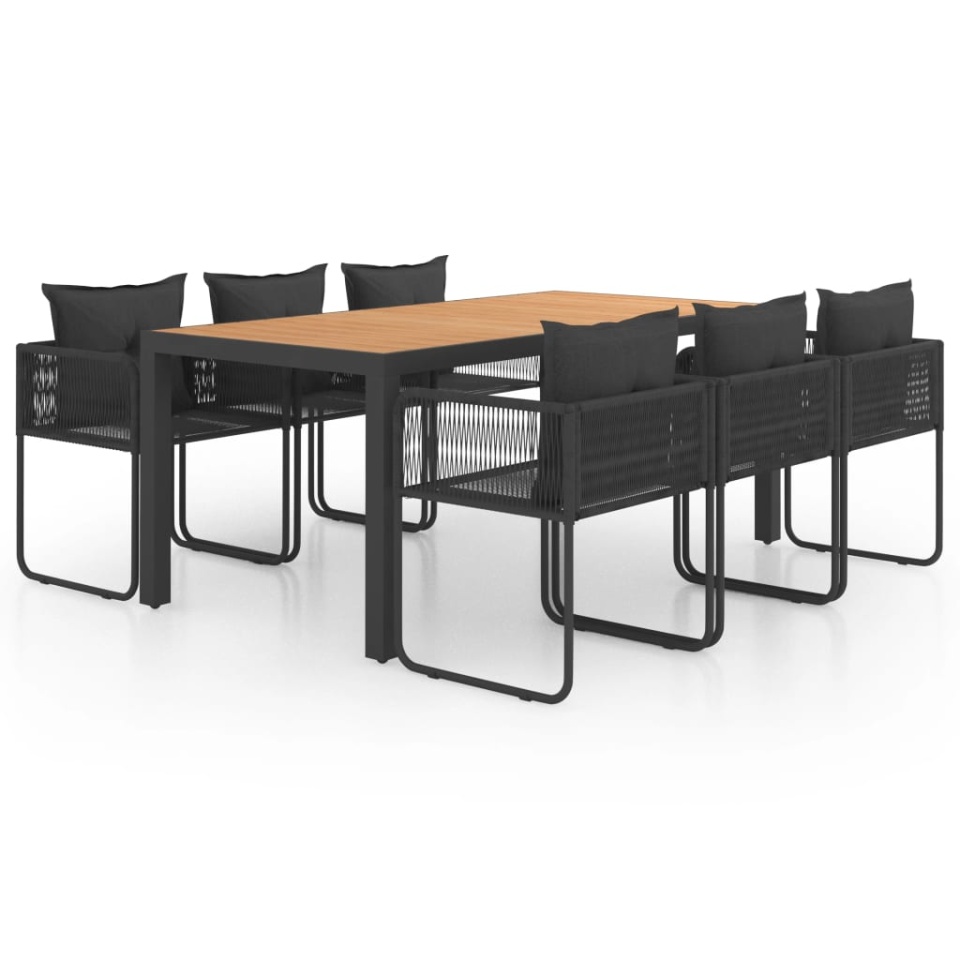 Set mobilier de grădină, 7 piese, negru și maro, ratan PVC - 1 | YEO