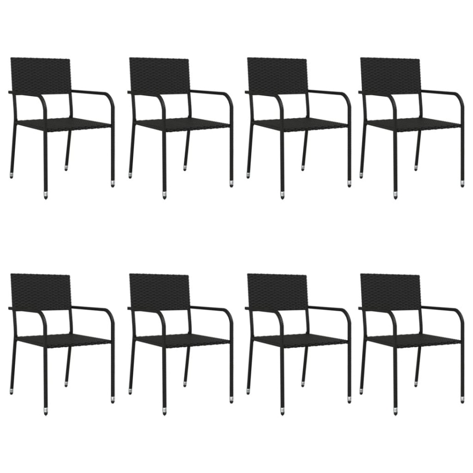 Set mobilier de grădină, 9 piese, negru, poliratan și oțel - 2 | YEO