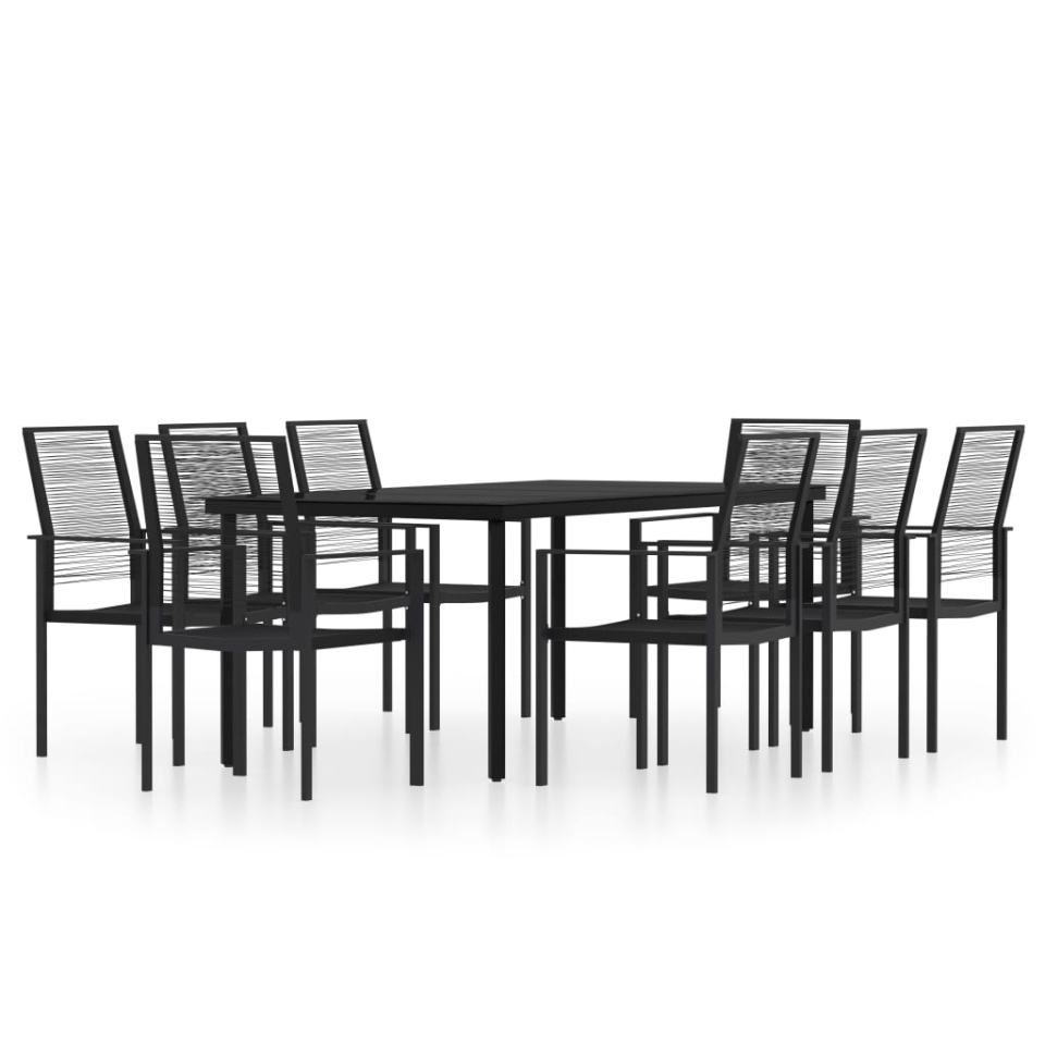 Set mobilier de grădină, 9 piese, negru - 1 | YEO