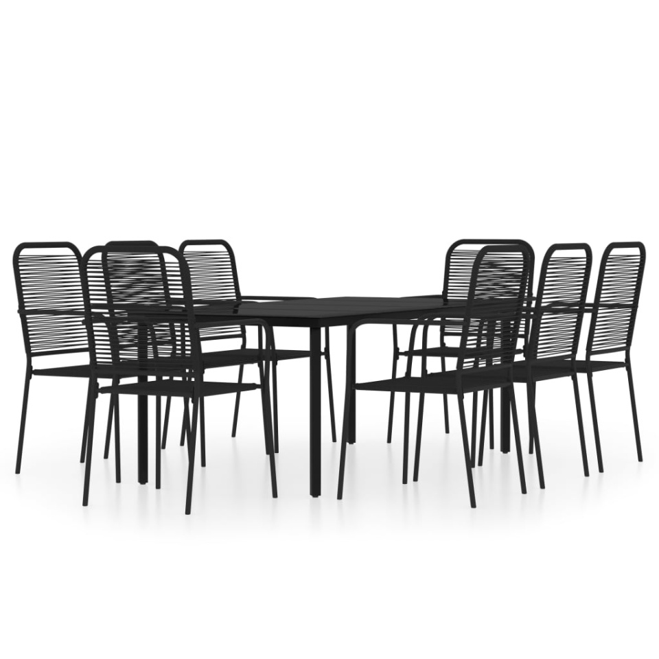 Set mobilier de grădină, 9 piese, negru - 1 | YEO