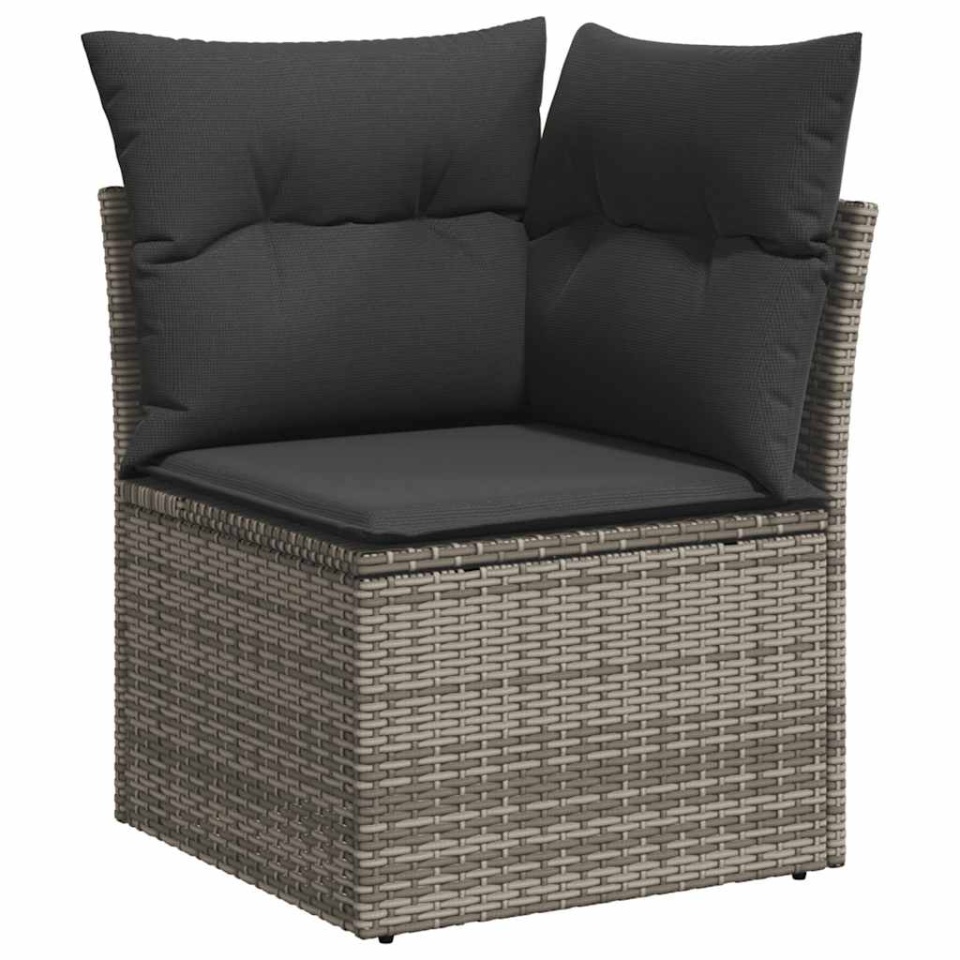 Set mobilier de grădină cu perne, 10 piese, gri, poliratan - 3 | YEO