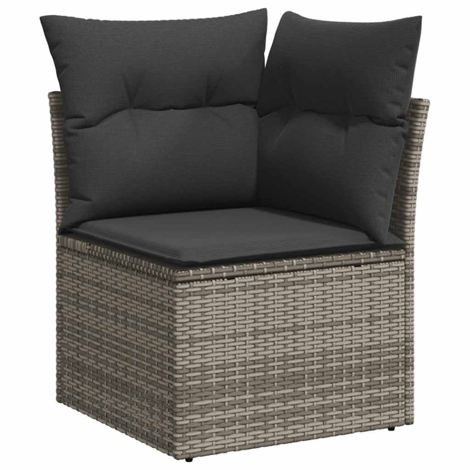Set mobilier de grădină cu perne, 10 piese, gri, poliratan - 3 | YEO