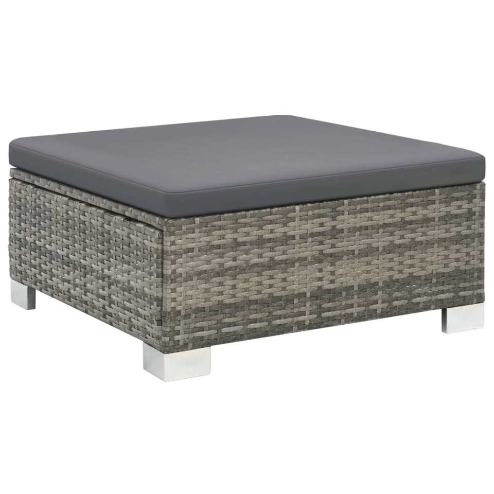 Set mobilier de grădină cu perne, 10 piese, gri, poliratan - 3 | YEO