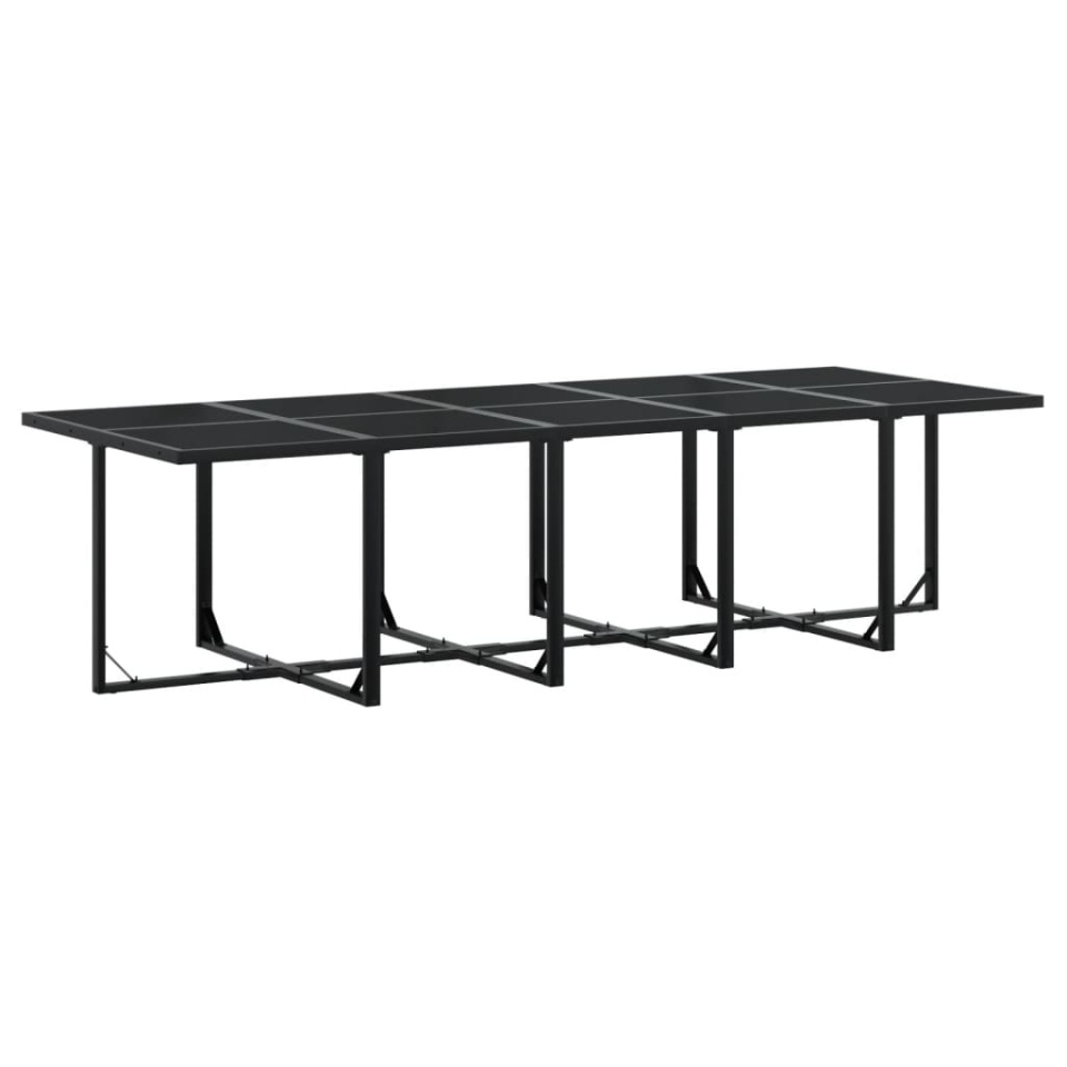 Set mobilier de grădină cu perne, 15 piese, negru, poliratan - 2 | YEO