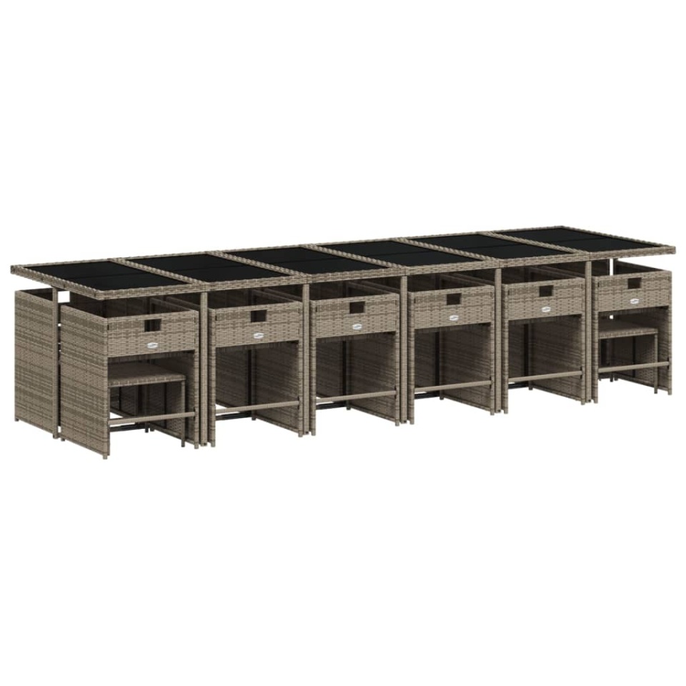 Set mobilier de grădină cu perne, 17 piese, gri, poliratan - 2 | YEO