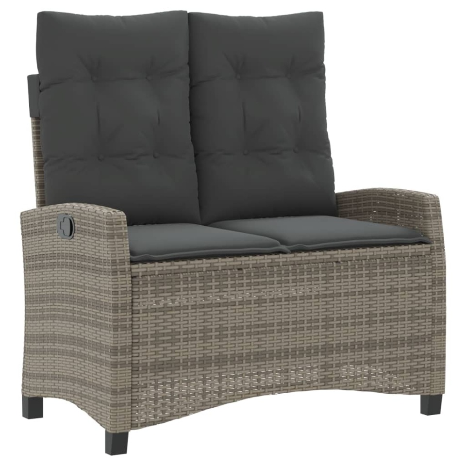 Set mobilier de grădină cu perne, 2 piese, gri, poliratan - 2 | YEO