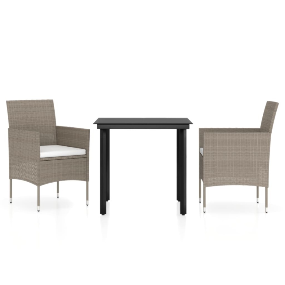 Set mobilier de grădină, cu perne, 3 piese, bej și negru - 1 | YEO