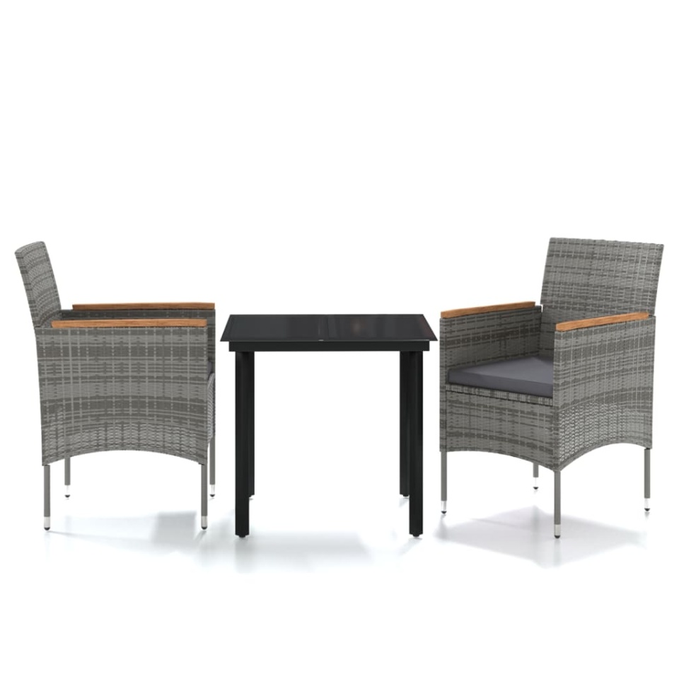 Set mobilier de grădină, cu perne, 3 piese, gri și negru - 1 | YEO