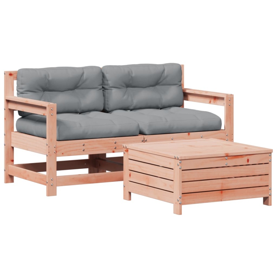 Set mobilier de grădină cu perne, 3 piese, lemn masiv douglas - 1 | YEO