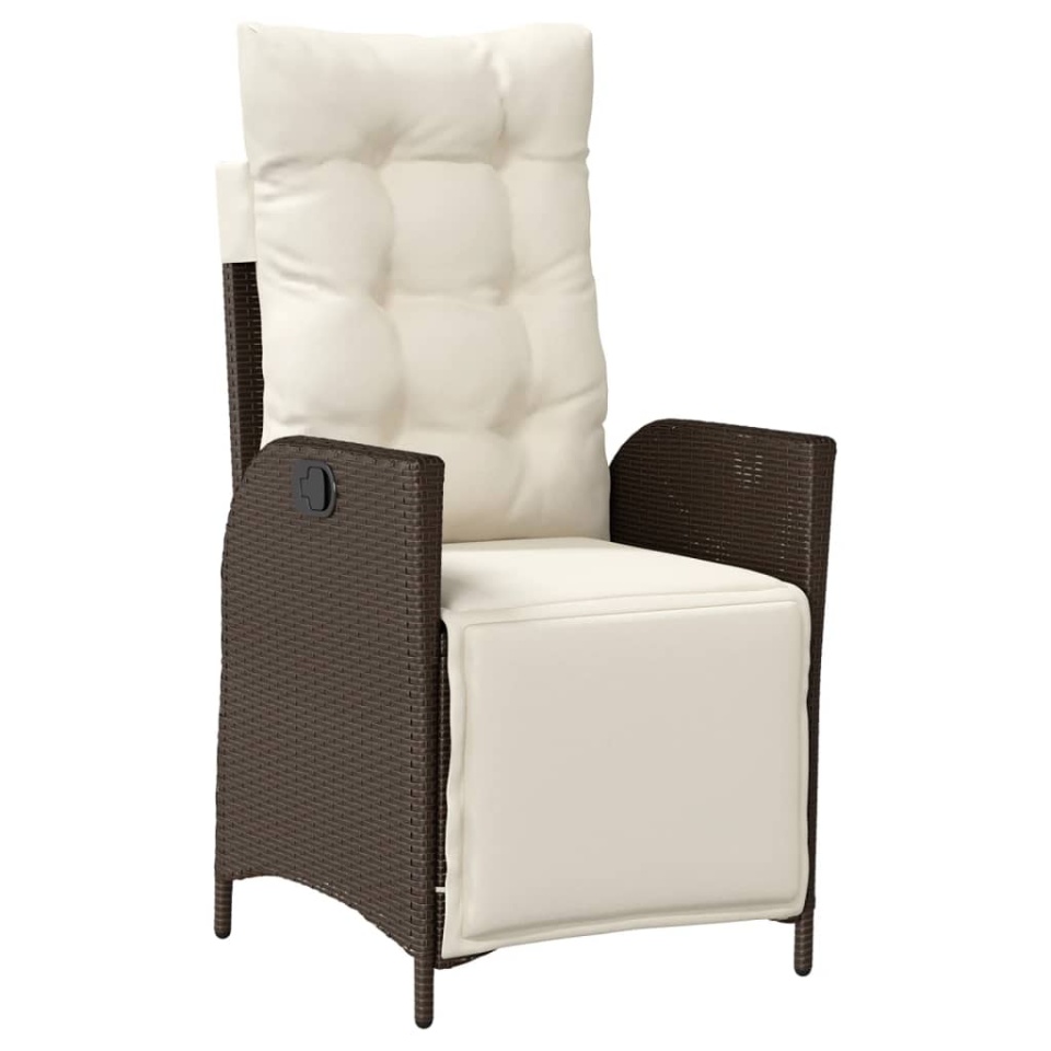Set mobilier de grădină cu perne, 3 piese, maro, poliratan - 2 | YEO
