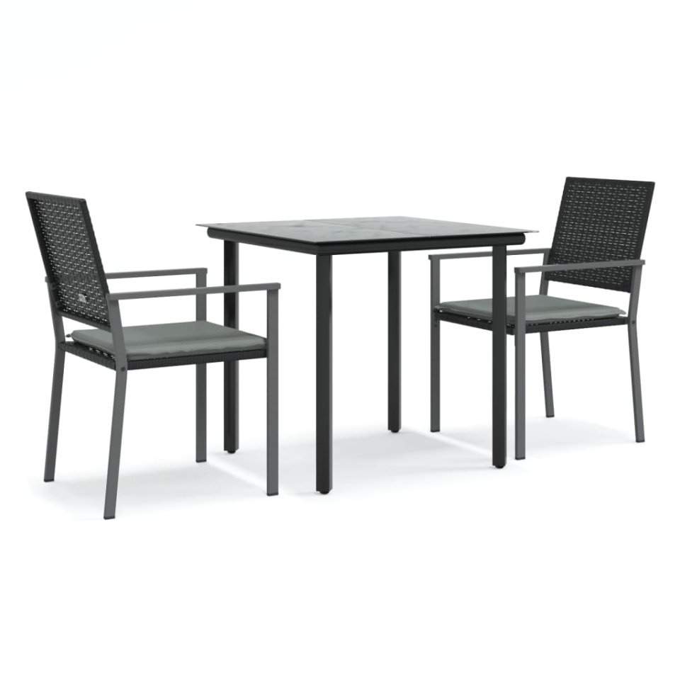 Set mobilier de grădină cu perne, 3 piese, poliratan și oțel - 1 | YEO