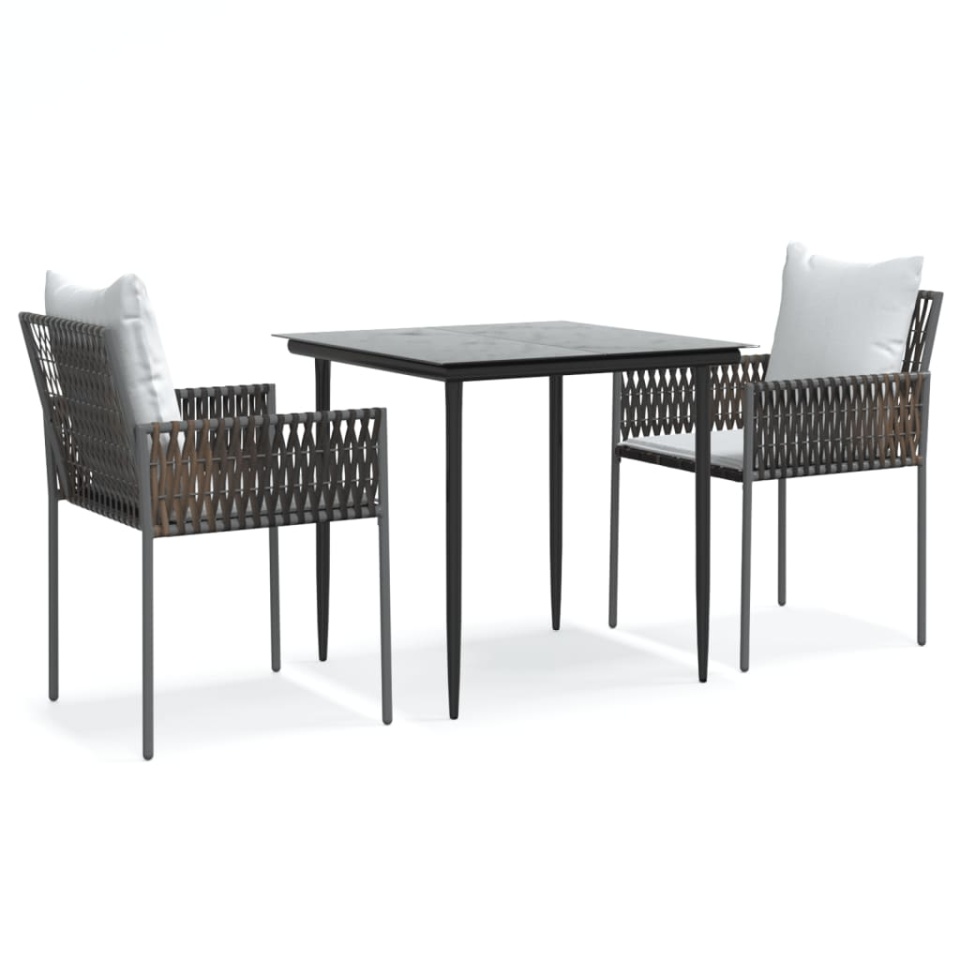 Set mobilier de grădină cu perne, 3 piese, poliratan și oțel - 1 | YEO