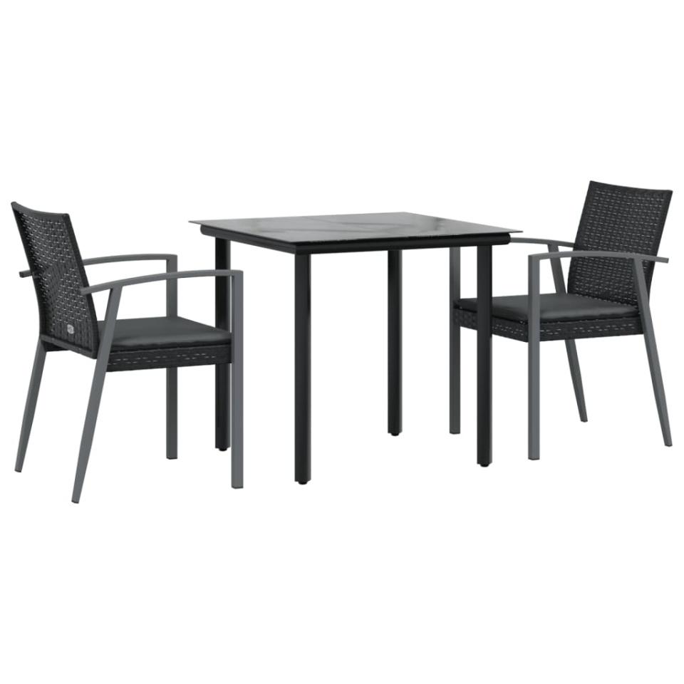 Set mobilier de grădină cu perne, 3 piese, poliratan și oțel - 2 | YEO