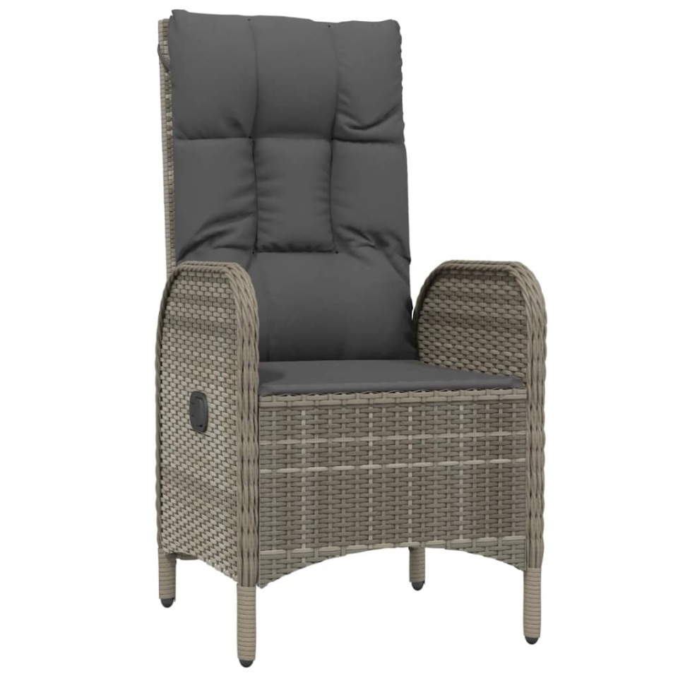 Set mobilier de grădină cu perne, 4 piese, gri, poliratan - 3 | YEO