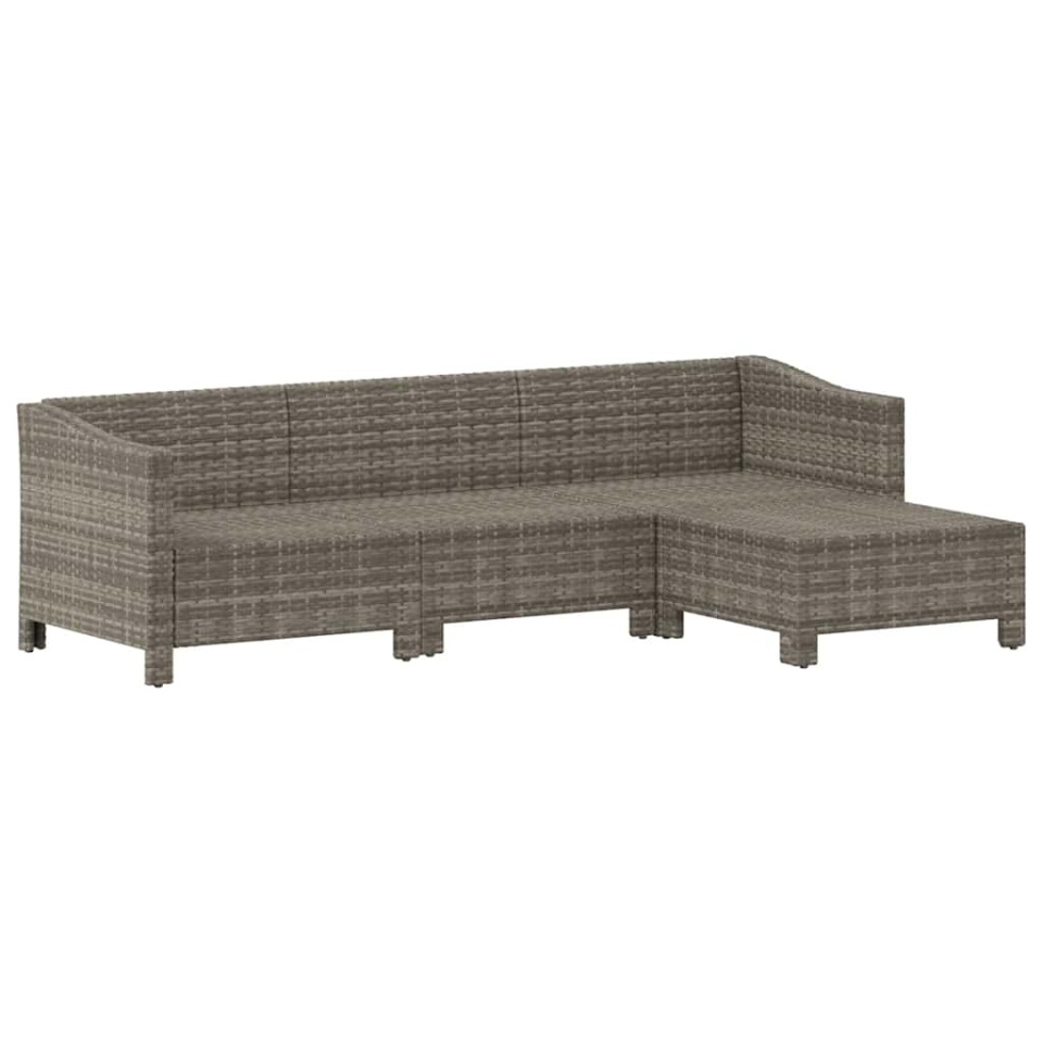 Set mobilier de grădină cu perne, 4 piese, gri, poliratan - 2 | YEO