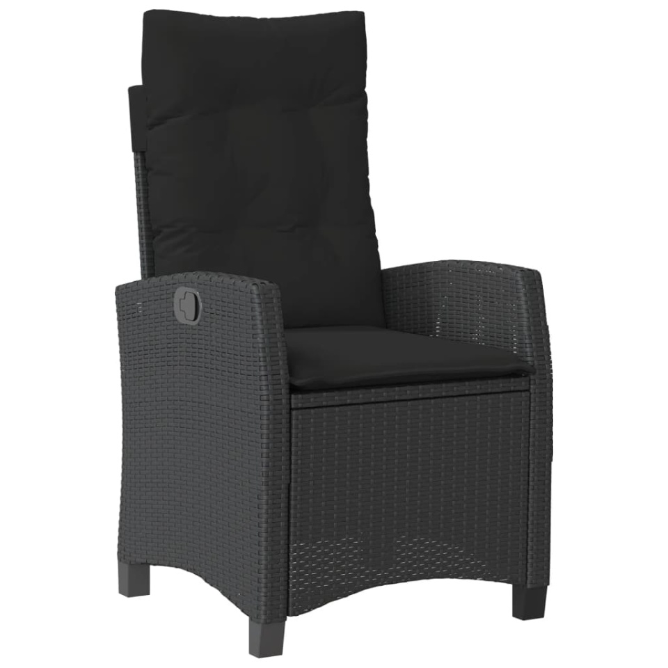 Set mobilier de grădină cu perne, 4 piese, negru, poliratan - 3 | YEO