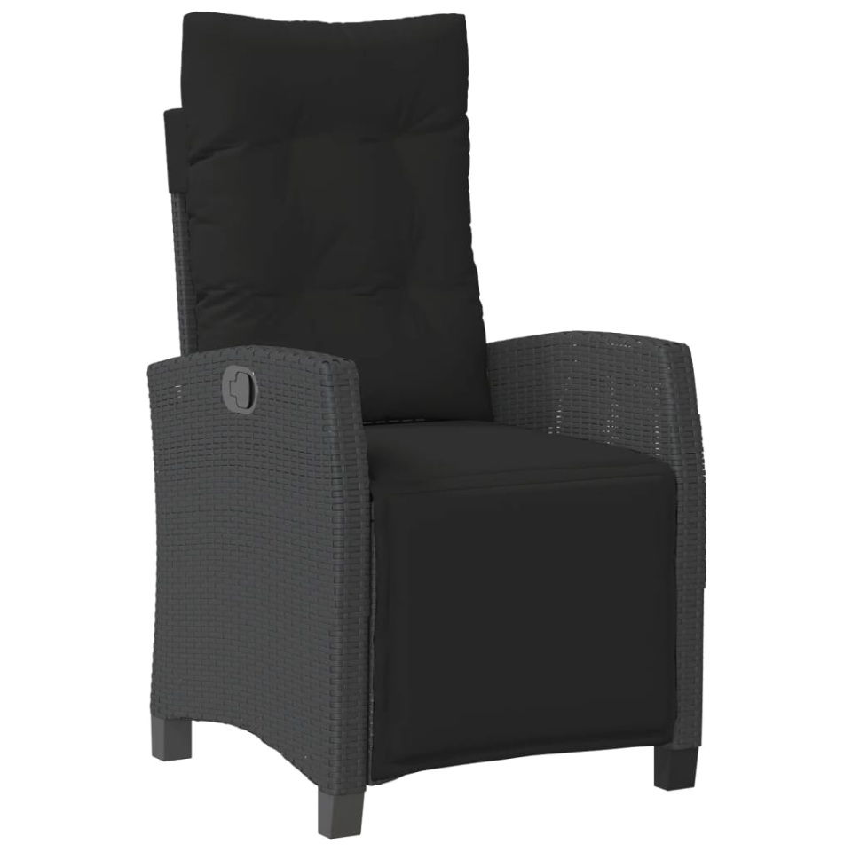 Set mobilier de grădină cu perne, 4 piese, negru, poliratan - 3 | YEO