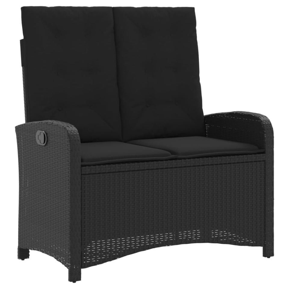 Set mobilier de grădină cu perne, 4 piese, negru, poliratan - 3 | YEO