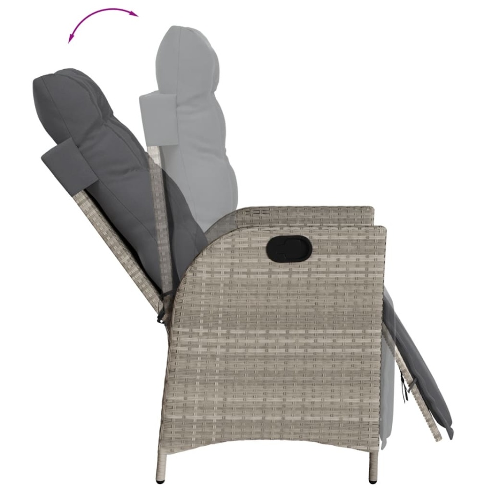 Set mobilier de grădină cu perne, 5 piese gri deschis poliratan - 3 | YEO