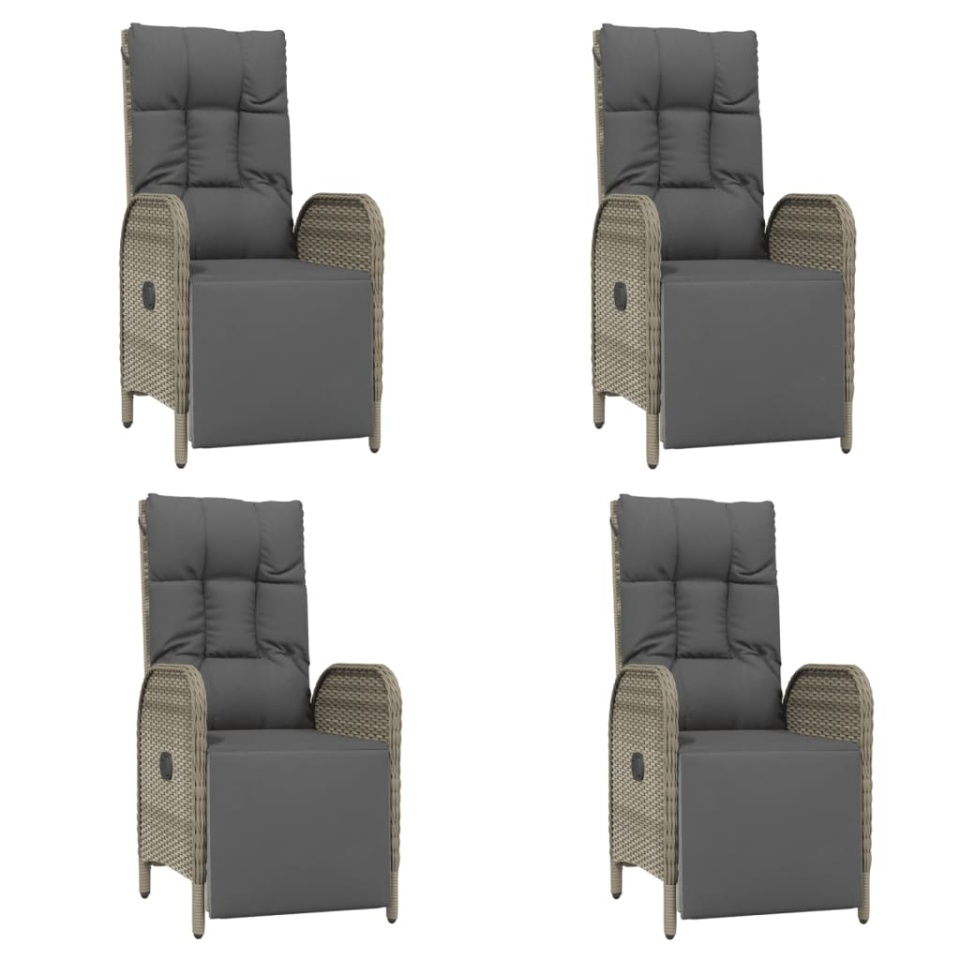 Set mobilier de grădină cu perne, 5 piese, gri, poliratan - 3 | YEO