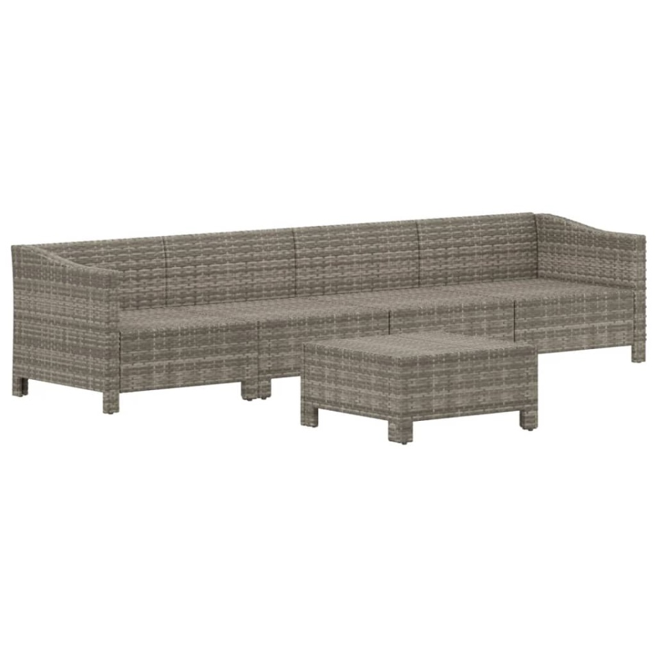 Set mobilier de grădină cu perne, 5 piese, gri, poliratan - 3 | YEO