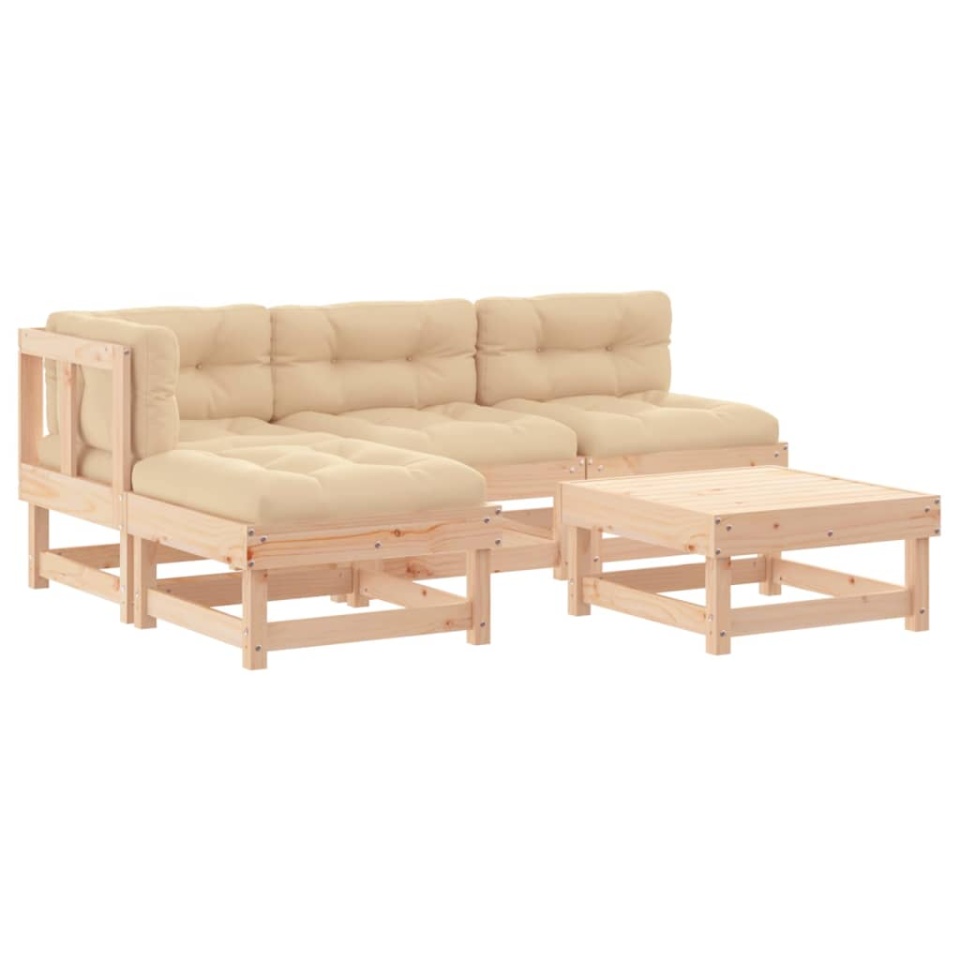 Set mobilier de grădină cu perne, 5 piese, lemn masiv - 1 | YEO